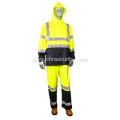 Double color reflective safety raincoat